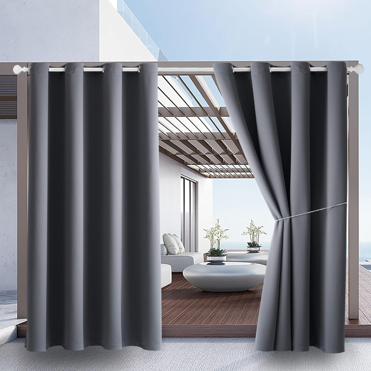 Waterproof Outdoor Curtain W52 X L84 – Grommet Top Sunlight Blocking Window Trea