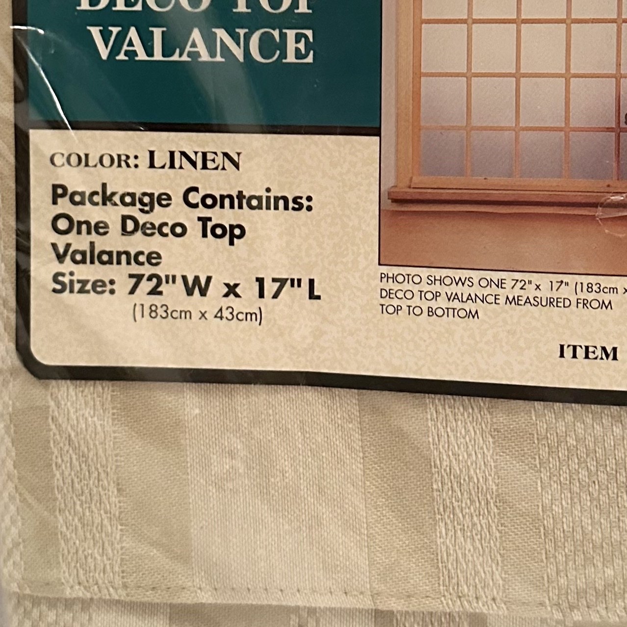 Pair of 2 Vintage Valance Panels 72″ X 17″ Beige/Linen Color New in Pkg