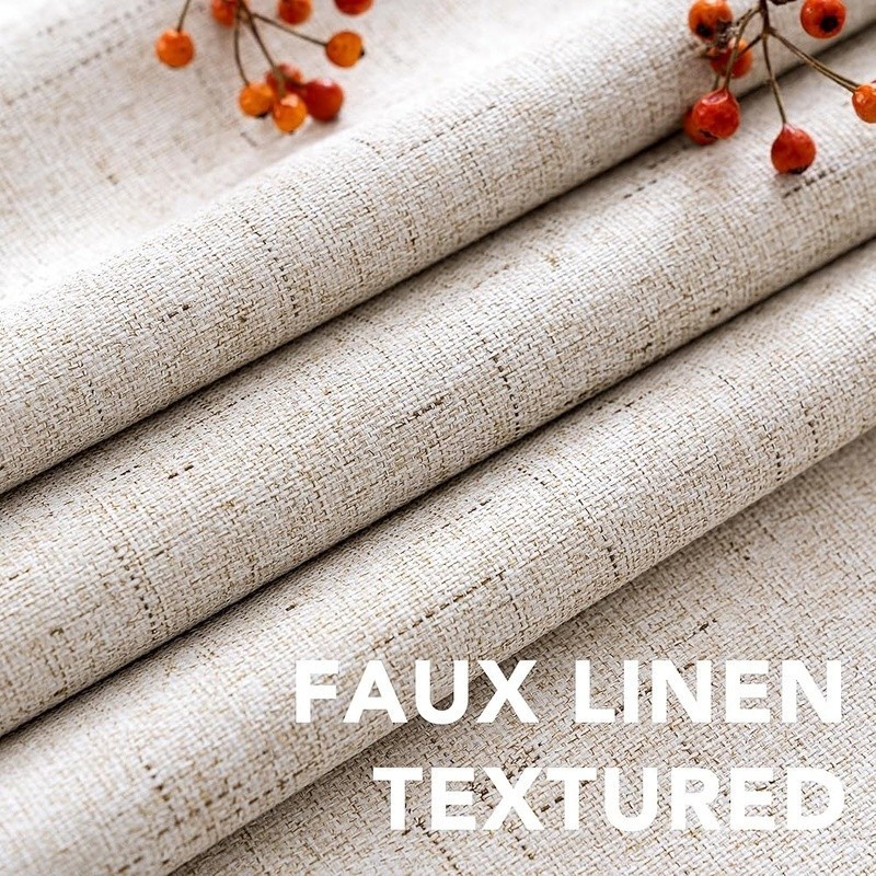 100% Blackout Linen Look Curtains Noise Reducing Energy Saving Drapes Grommets