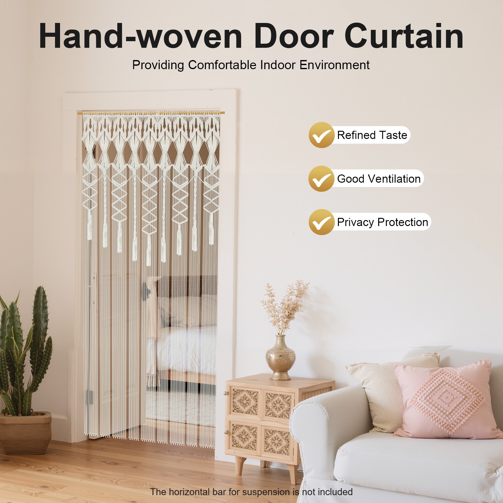 Handmade Macrame Wall Hanging Boho Home Backdrop Door Window Curtain Decor