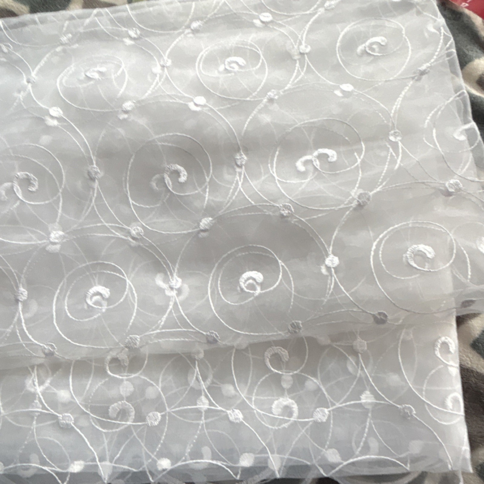 Sheer White Embroidered Polyester SWAG curtain 200” L x 40” W Made in Turkey