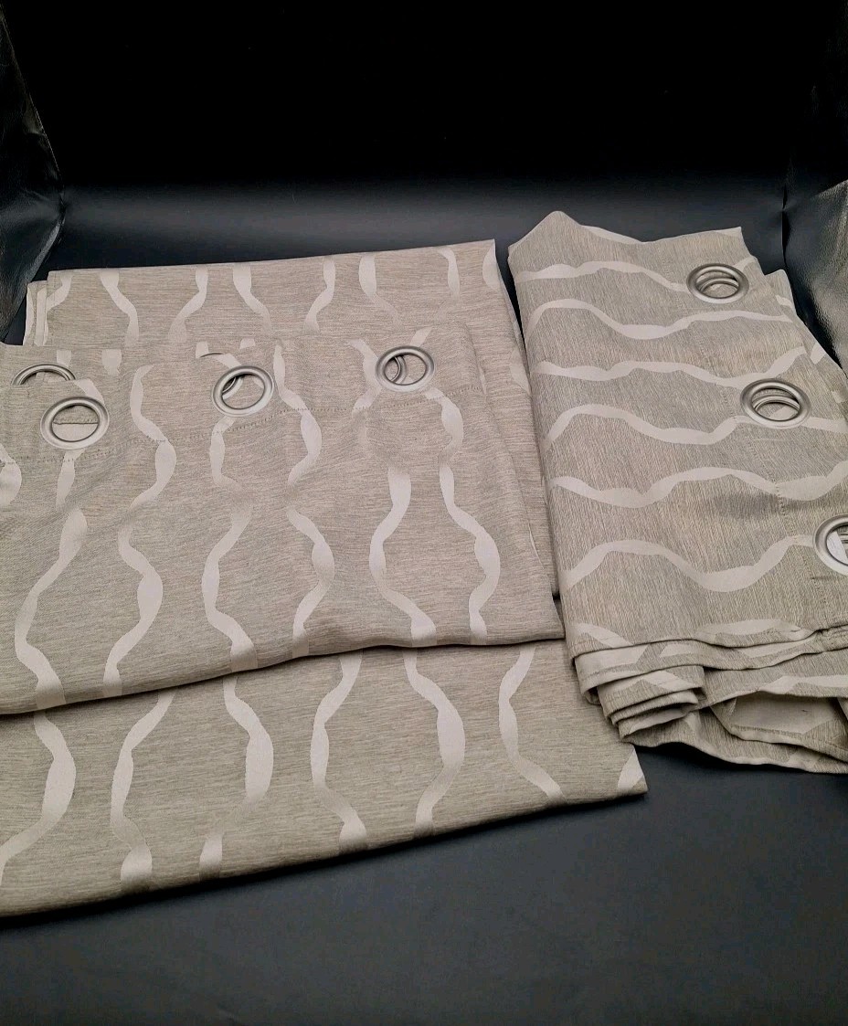 Set Of 2 Exclusive Home Curtain Panels Natural Grey-White 96 X 38 Long