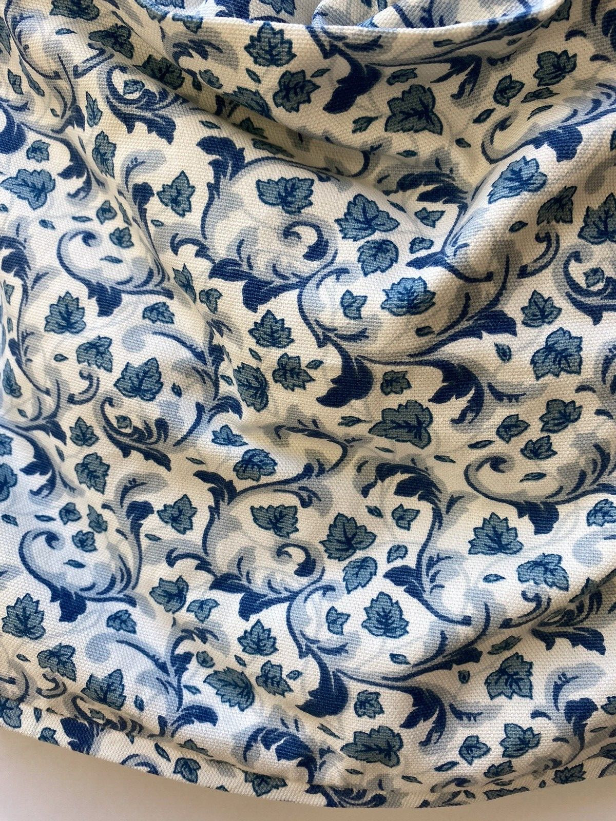 2 Waverly AMANDA Curtain Valance Set 17×80 Blue White Leaves Scroll Pleated