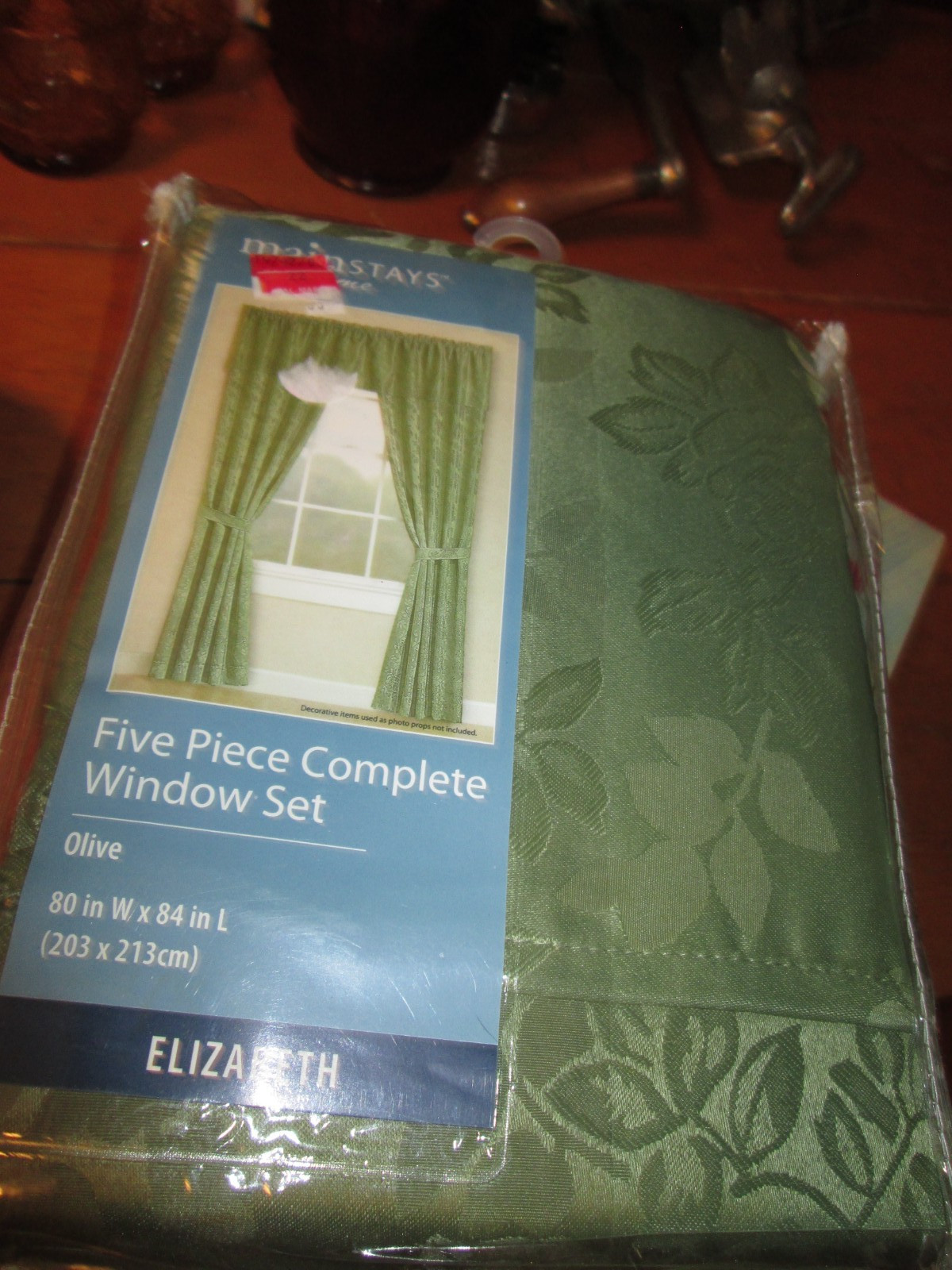 Mainstay Home Complete 80”W X 84”L 5 Pc Window Set Elizabeth Olive