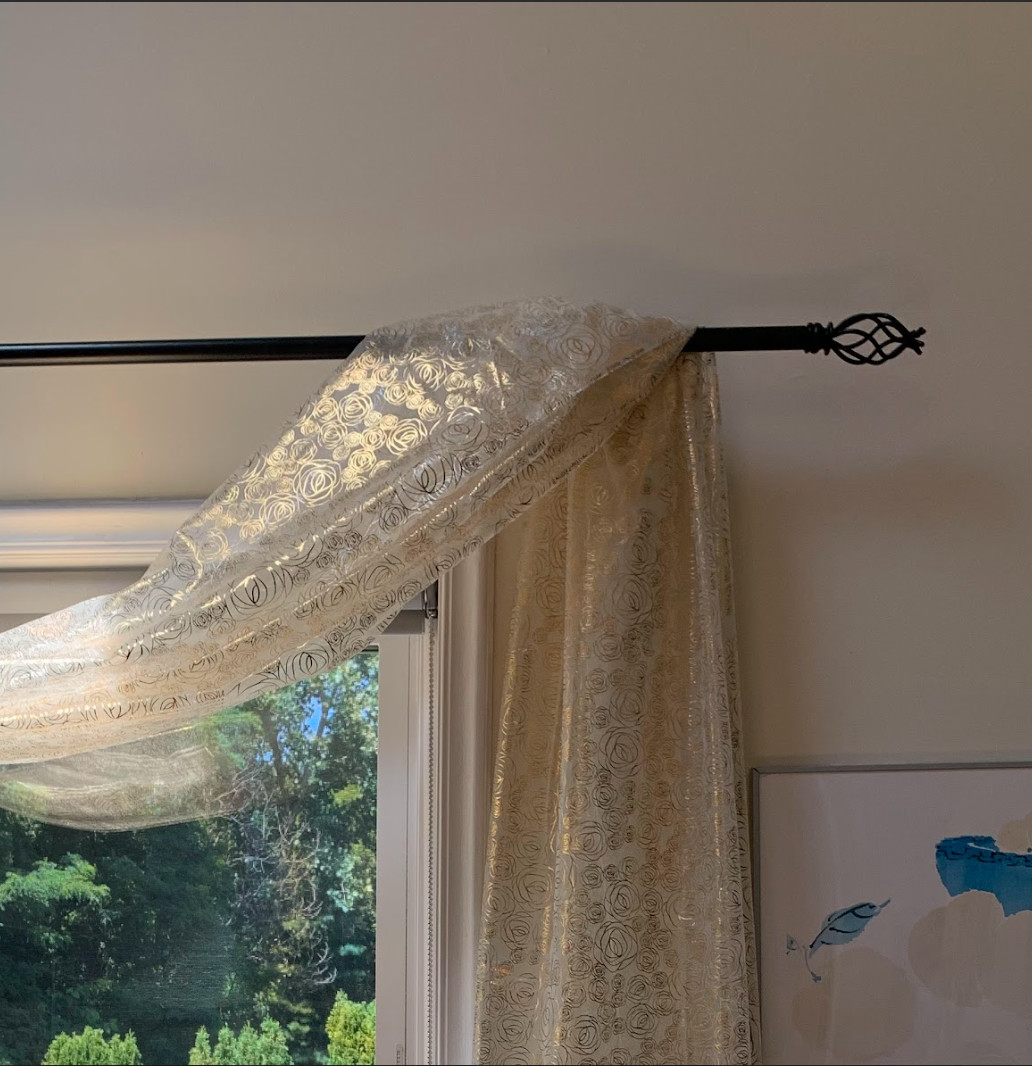 Window Metallic Floral Sheer Scarf Valance Sheer Curtain 6 Yard Scarf Valance