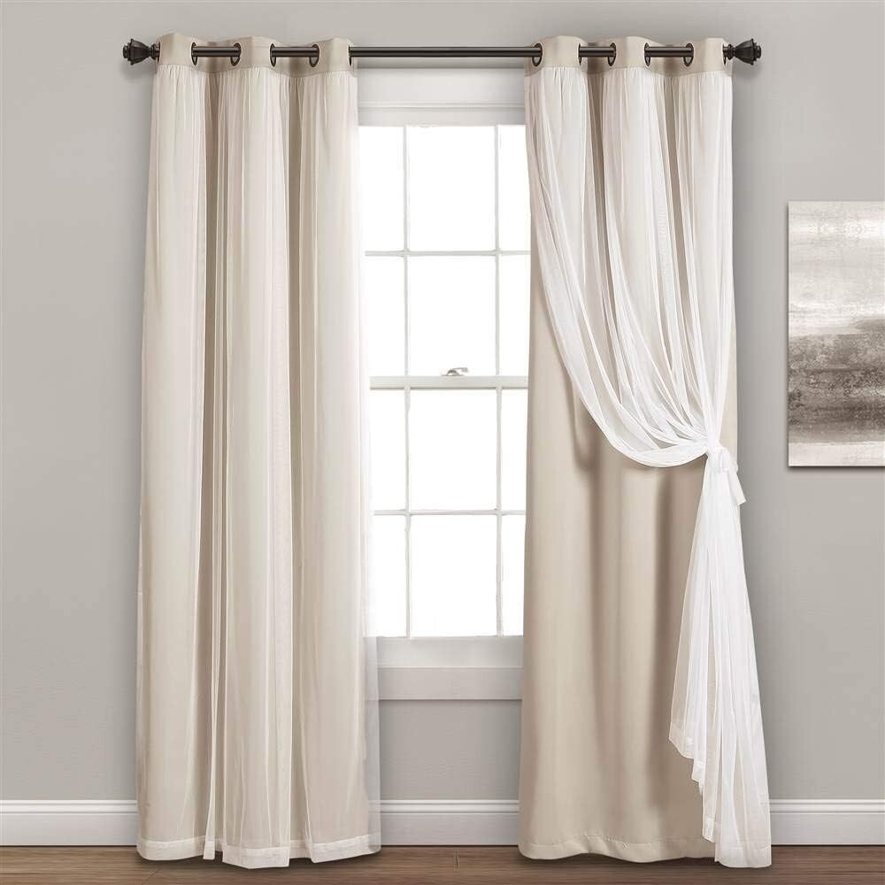 Sheer Grommet Curtains With Insulated Blackout Lining, Window Curtain Panels,…