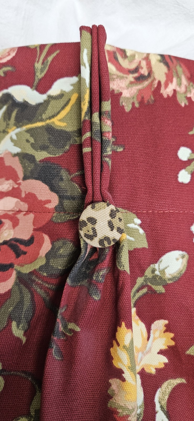 American Living Layered Floral Leopard Valance 48×18 Pinch Pleat Back Tab Cotton