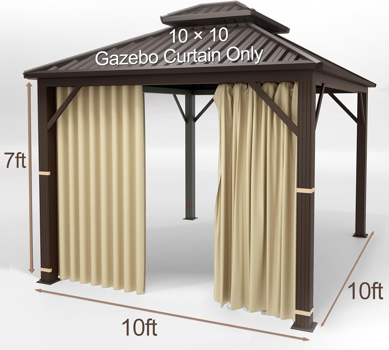 Universal Replacement Privacy Curtain for 10′ x 10′ Gazebos – Elegant Beige