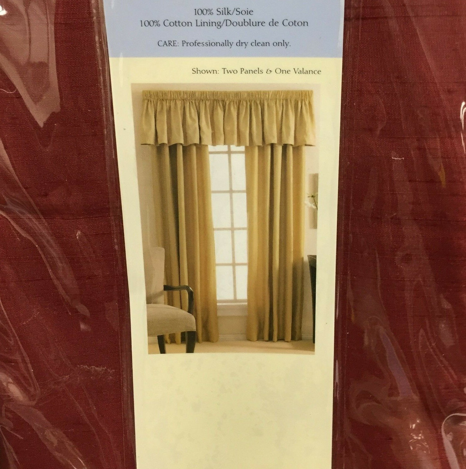 DUPIONI SILK * 42″x 95″ CURTAIN PANEL * COTTON LINING * CRIMSON