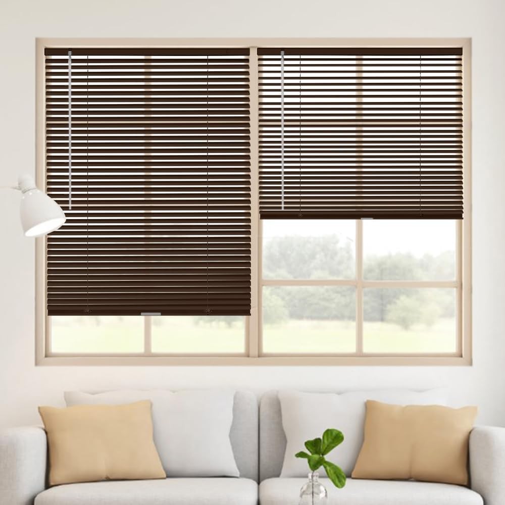 HIDODO Aluminum Mini Blinds Cordless Horizontal Window Shades for Living Room