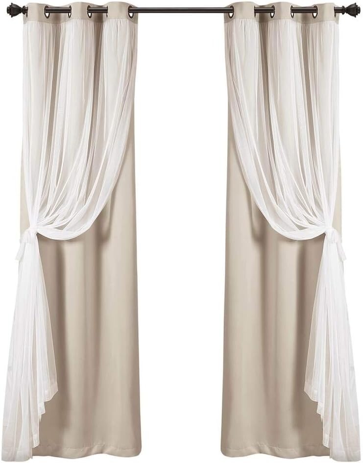 Sheer Grommet Curtains With Insulated Blackout Lining, Window Curtain Panels,…