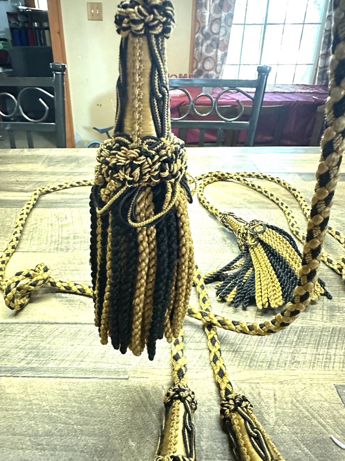2 Tiebacks Fringe Elegant Golden And Black Drapery Tassel Curtain Tie Set