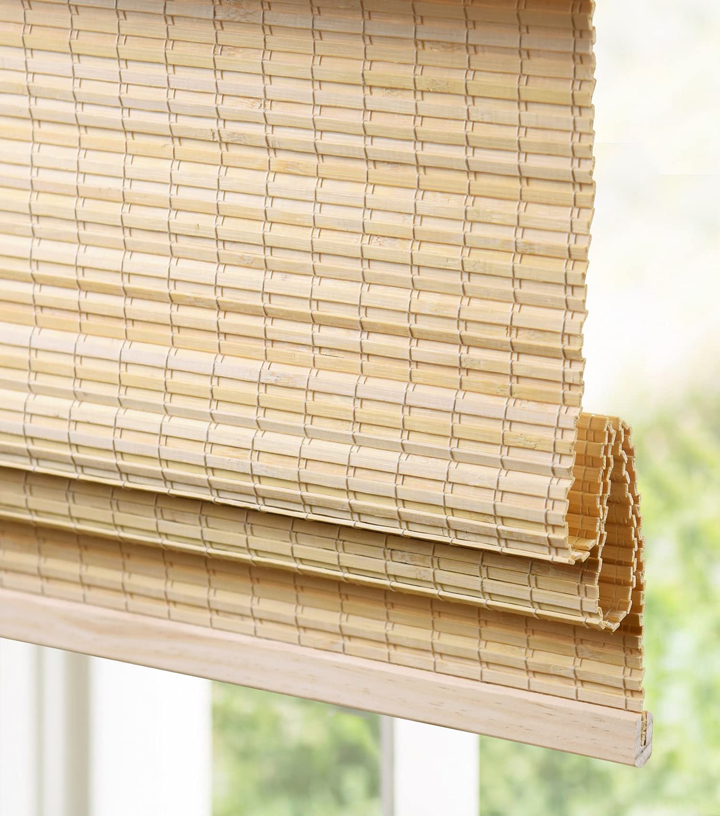 LazBlinds Cordless Bamboo Roman Shades, 35» W x 60» H, Privacy-dp-natural