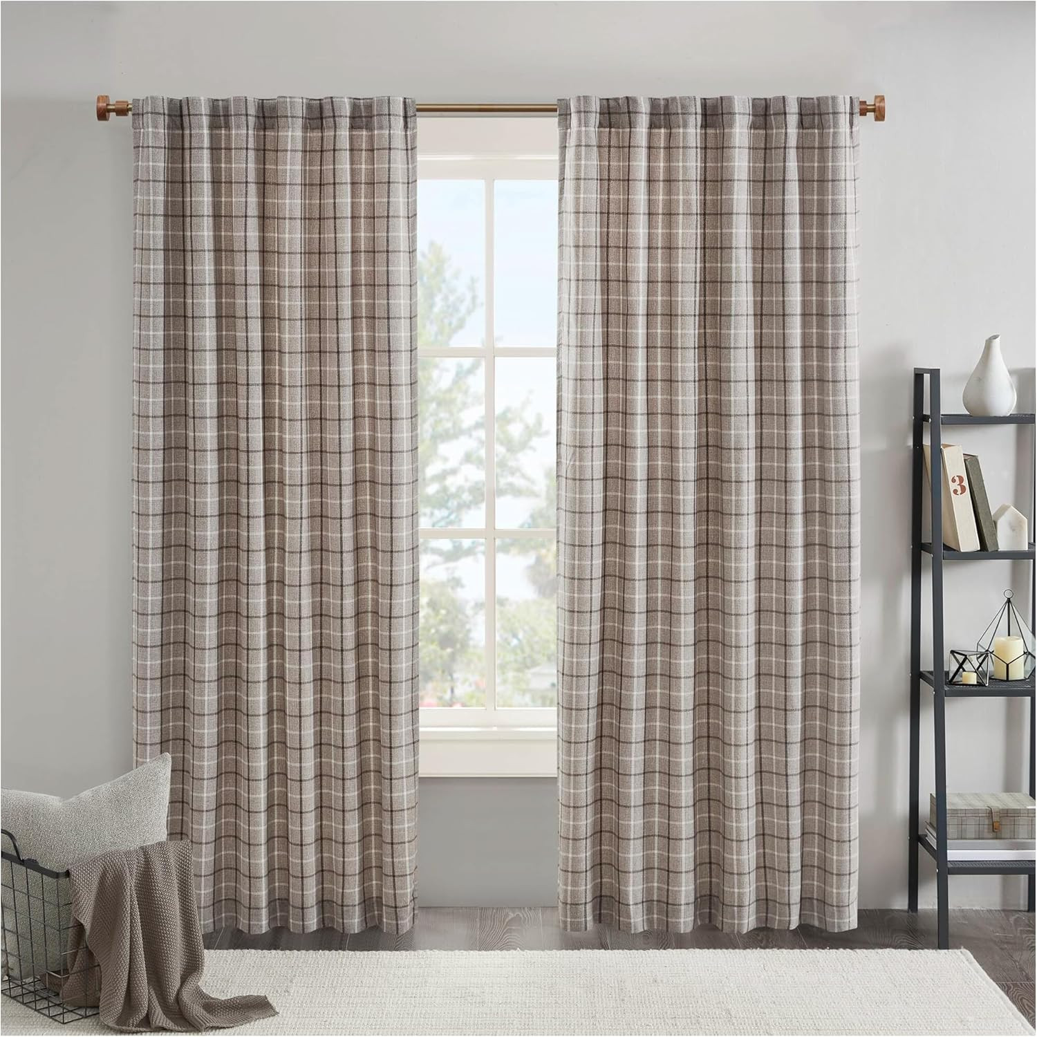 Anaheim Cabin Plaid Curtain Window, Thermal Insulated Fleece Lining, Living Room