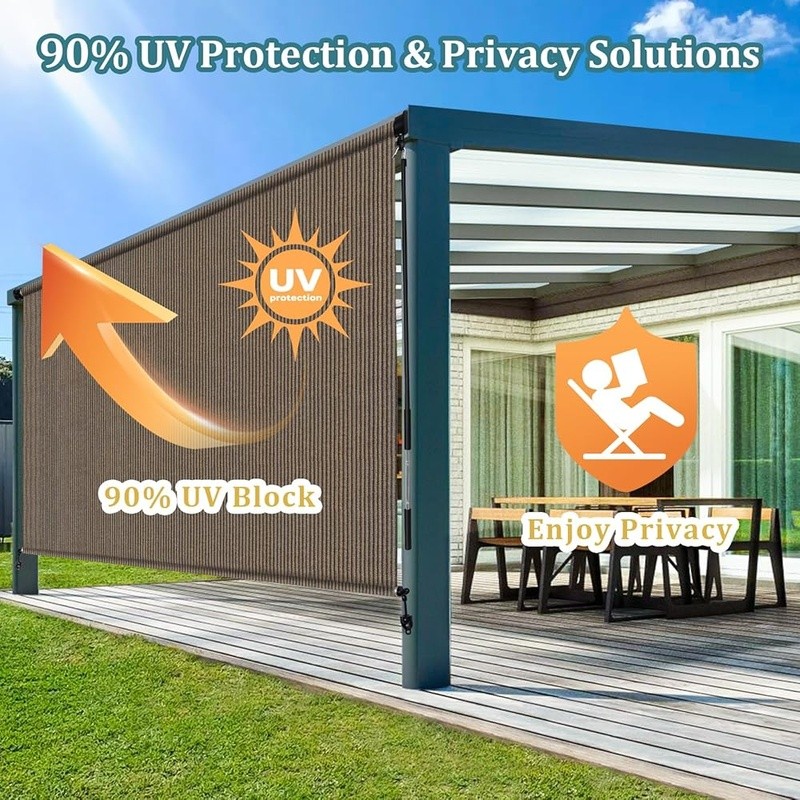 Outdoor Roller Shades UV Protection Easy Install Privacy Blinds Cordless Design