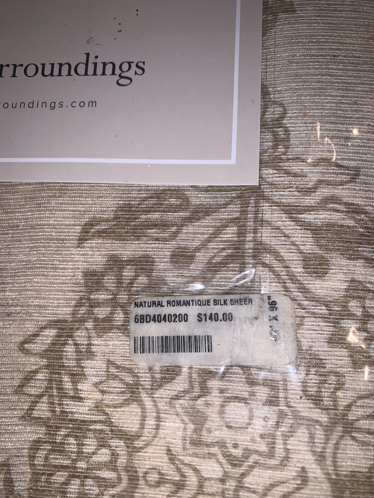 $140 SOFT SURROUNDINGS Romantique Sheer Panel Luxe Design Natural 96” X 48” SILK