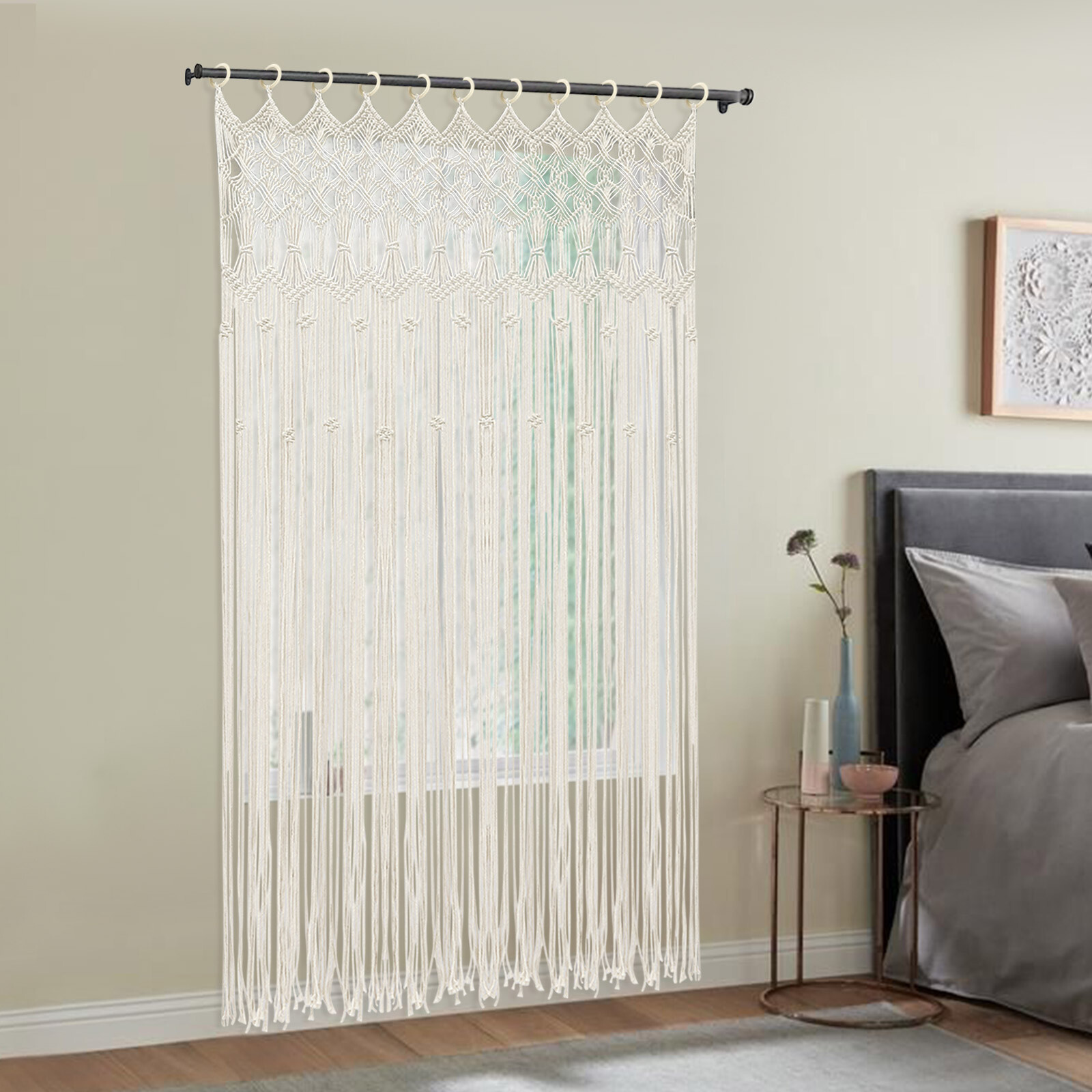 Bohemian Style Woven Tassel Curtain Wall Hanging Tapestry Window Curtains Decor