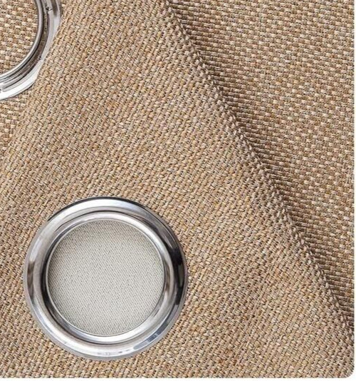 MIULEE 2 Panels Linen Weave 52×90 Woven Curtain Panels Copper Brown / Gold