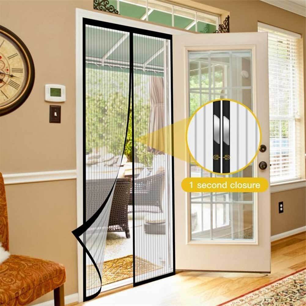 Magnetic Screen Door Mesh Curtain Durable Heavy Duty Mosquito Net Bug Hands Free