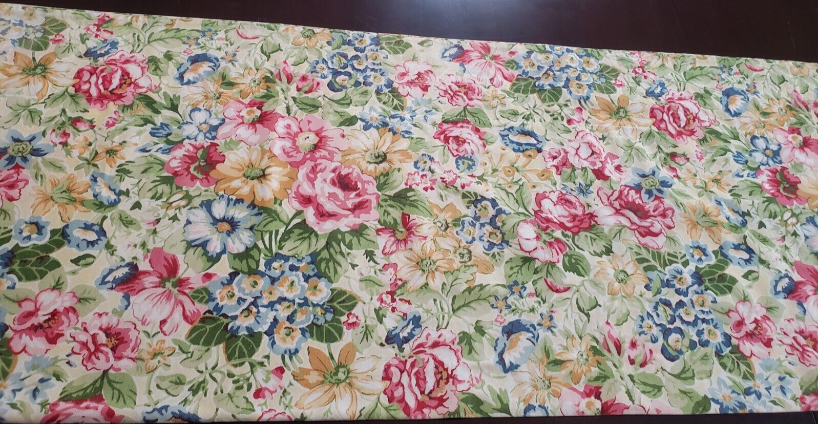 VTG «Sandringham Allover» cotton country valance pink yellow blue green florals