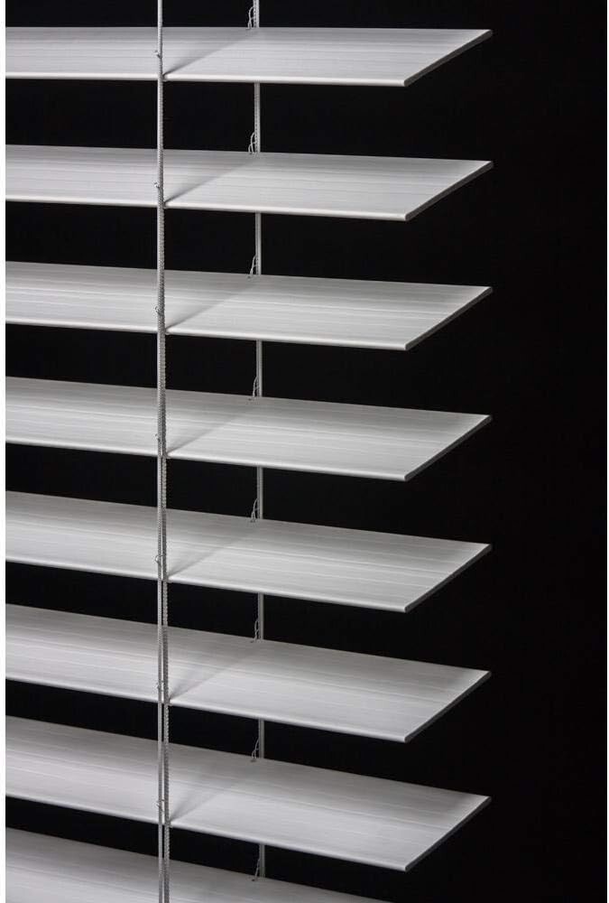 White Cordless Premium Faux Wood blinds 2.5 in. Slats – 23 in. W x 48 L (2 PACK)