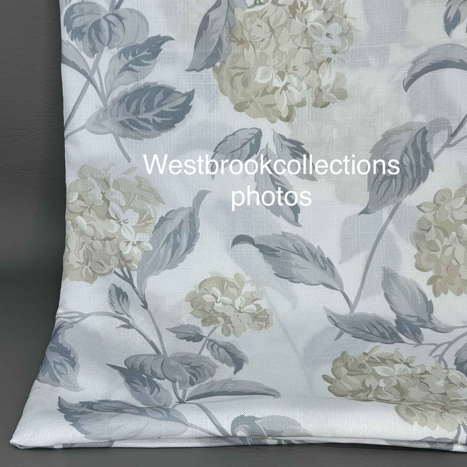 Laura Ashley HYDRANGEA Curtains 2 Panel Set ~ Taupe Gray White ~ Pole Top 38×84″