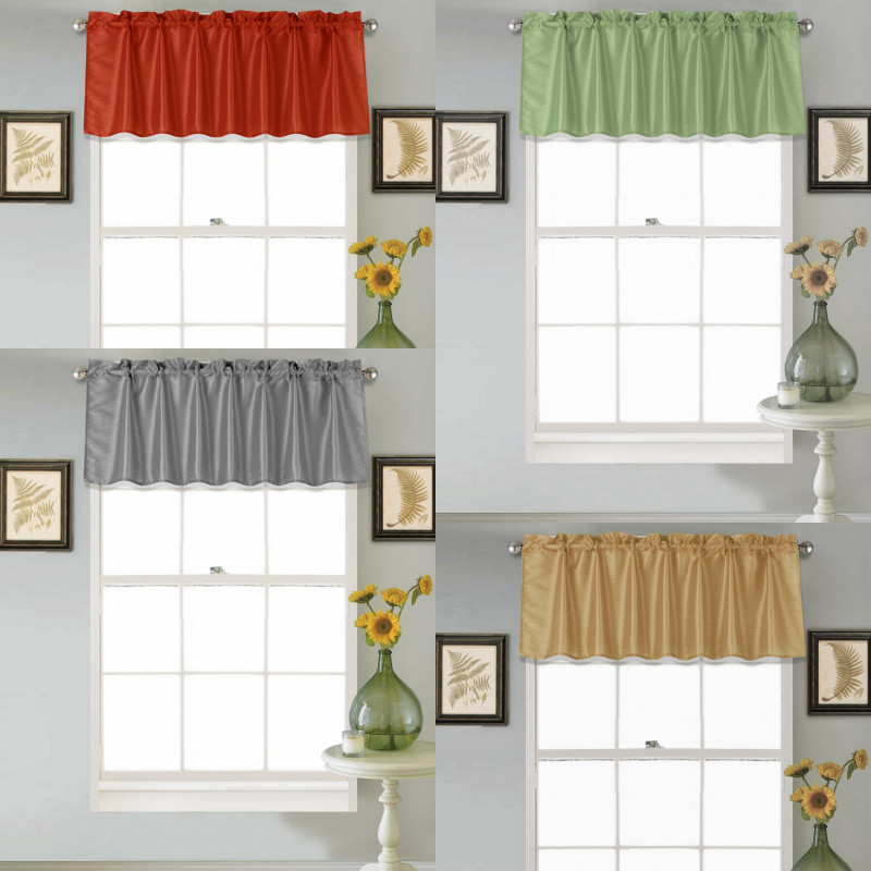 1PC SOLID STRAIGHT VALANCE TOPPER FAUX SILK WINDOW CURTAIN 55″W X 18″ L (S18)