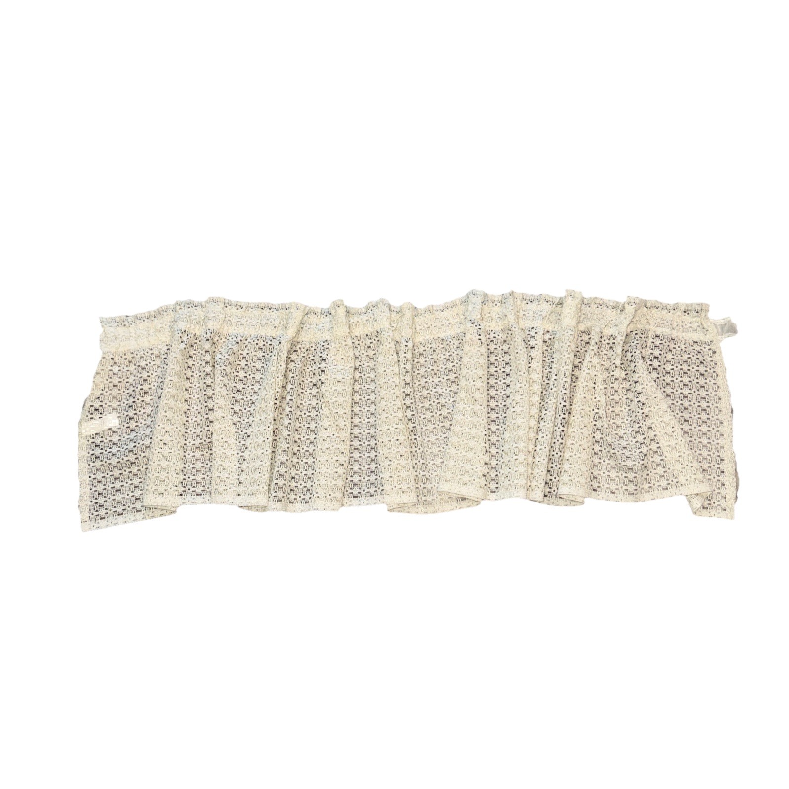 VTG Sears Cream Lace Valance Curtain For Rod Style 50X11.5 In Cottage Farmhouse