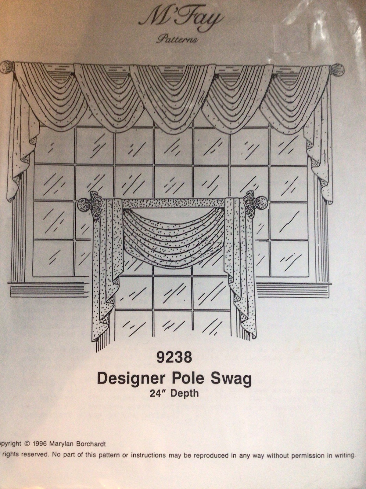 M’Fay Patterns #9238 Designer Pole Swag 24″ Depth Professional Drapery Workroom