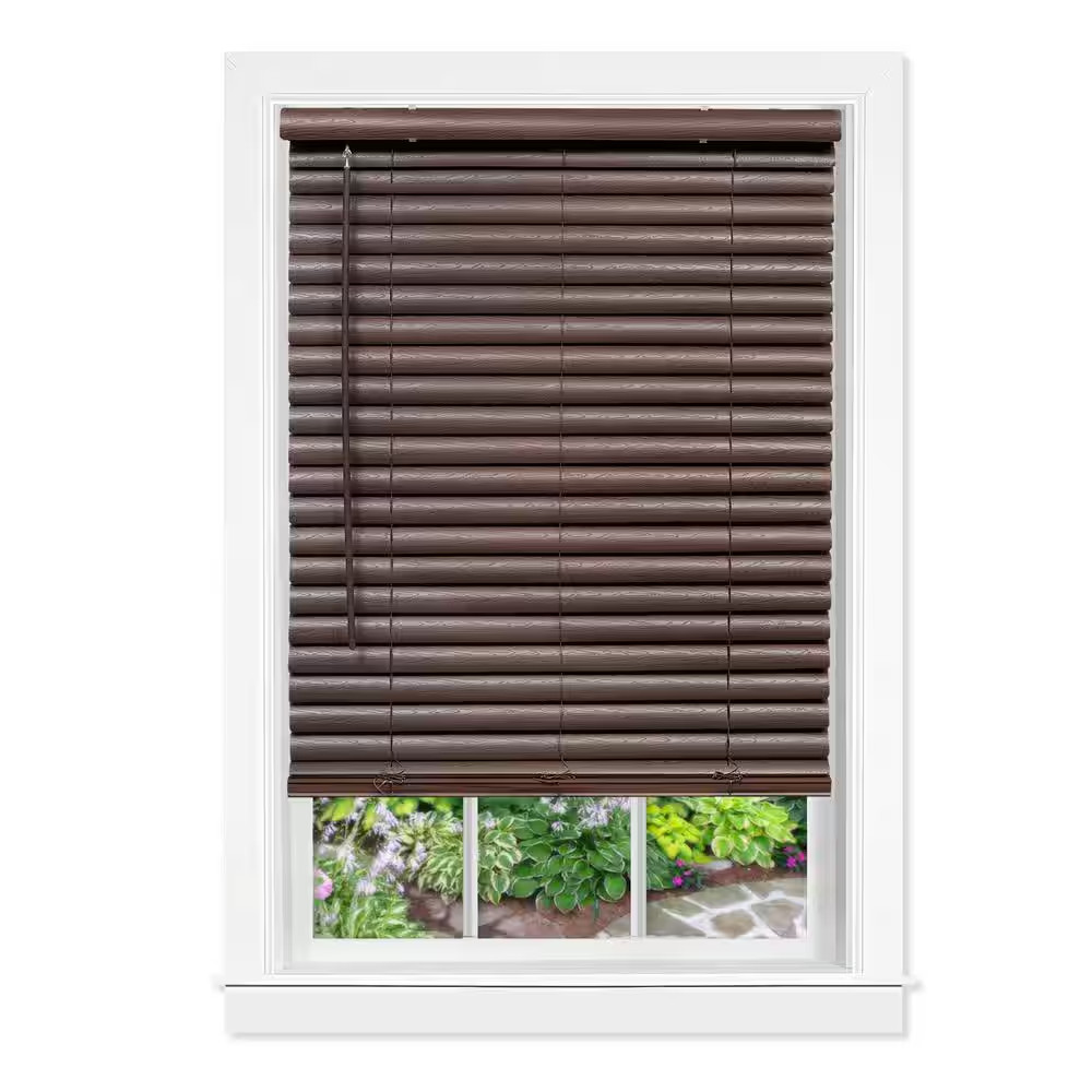 GII Luna Mahogany Cordless Light Filtering Venetian Blind with 2 In. Slats 29 In