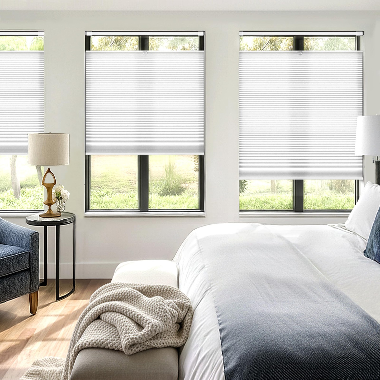 Upgraded Top Down Bottom Up (TDBU) Honeycomb Blinds, No Drill No Tools Easy I…