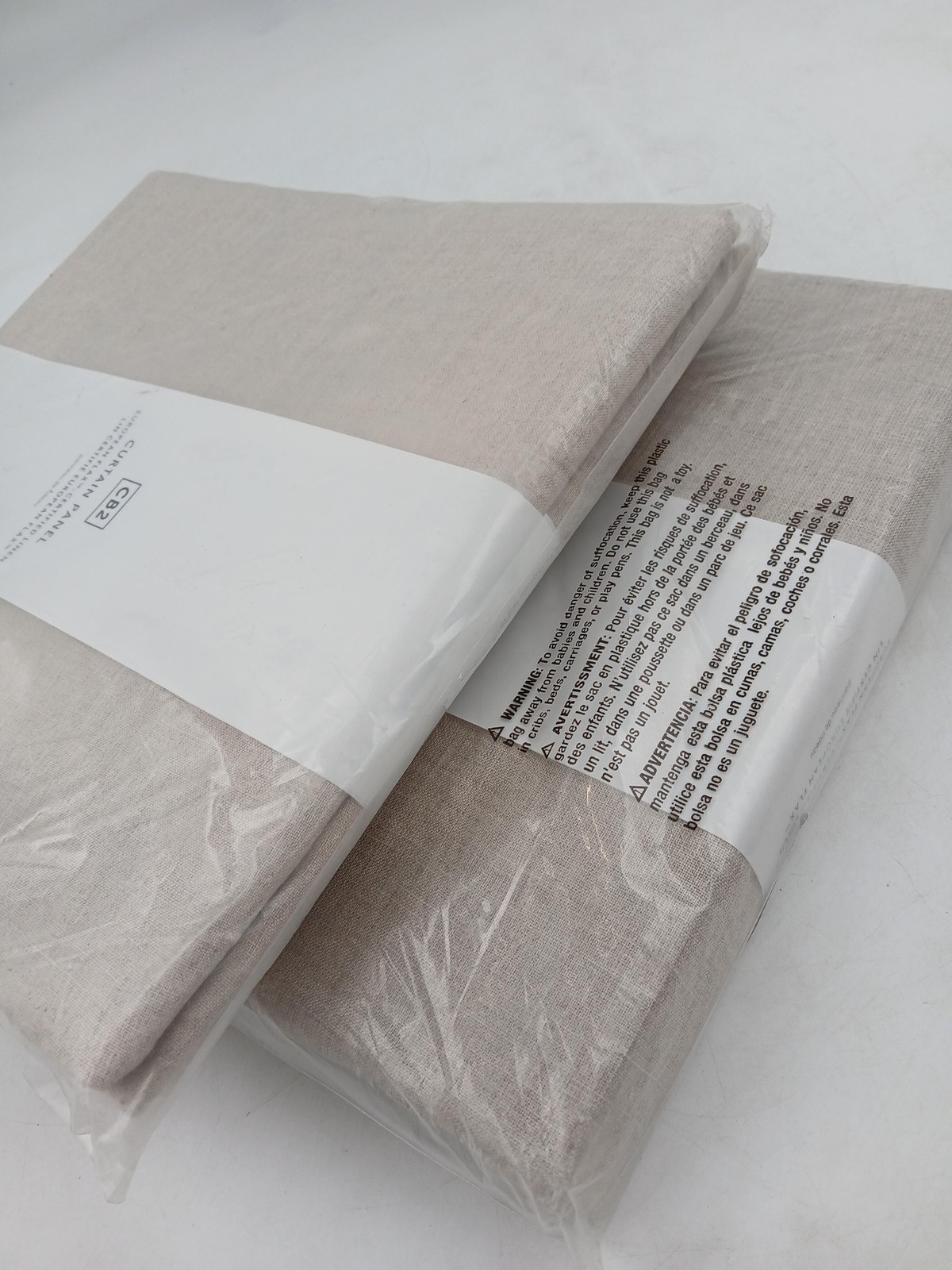 CB2 European Flax Linen Curtain 2 Panels 48×84 Natural Beige Window Panels