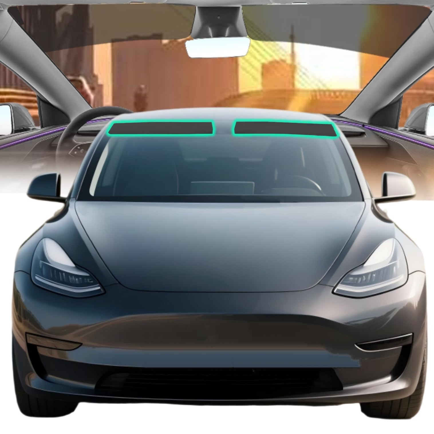 Front Windshield Sun Strip for Tesla Model 3 (2017-2023), DIY Easy Install Pr…
