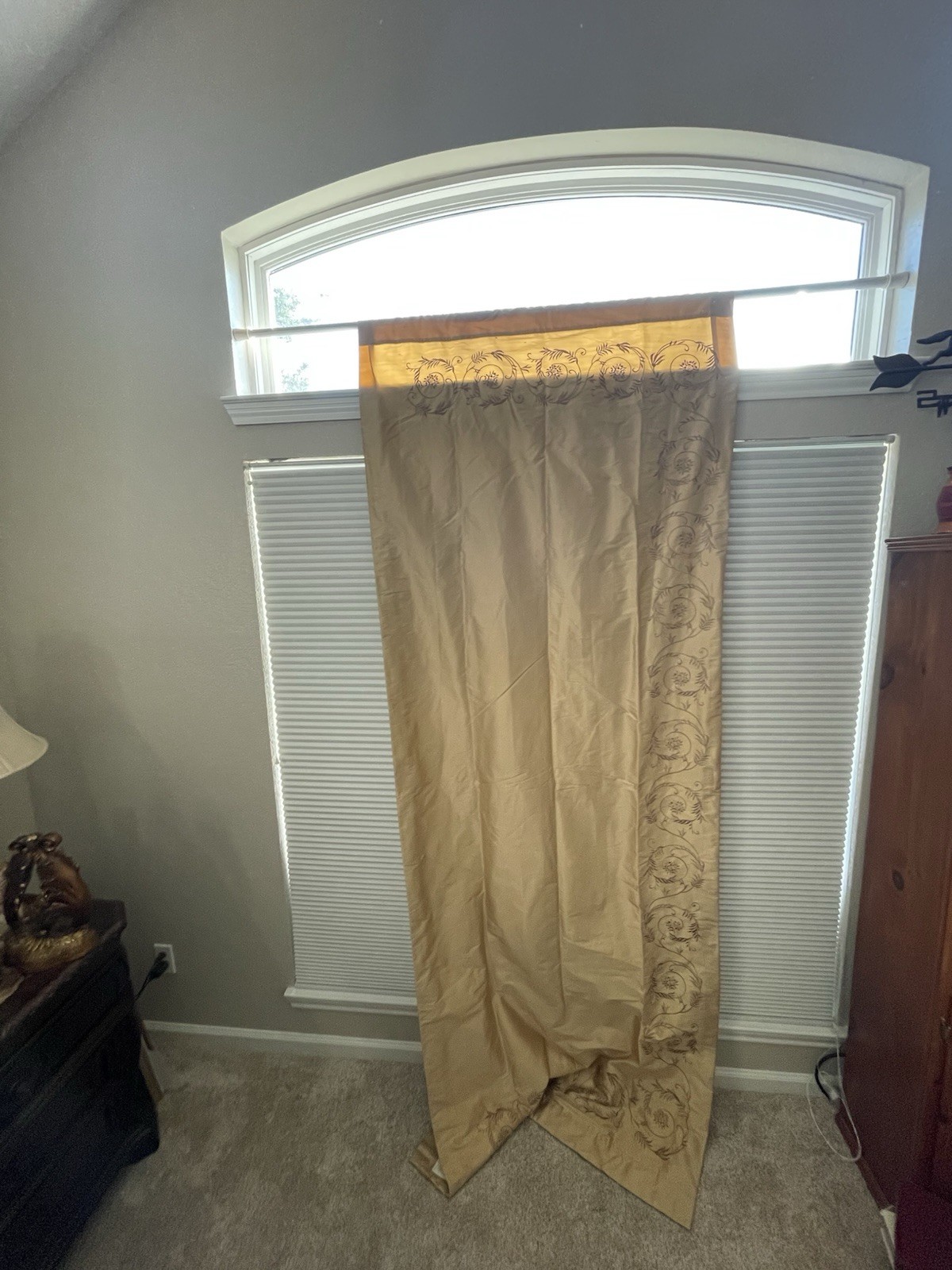 La Scala Silk Gold Embroidered Drapes 40×108 2 panels