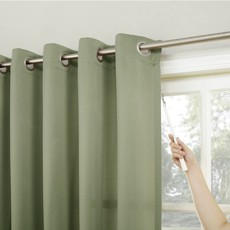 Sun Zero Barrow Grommet Sliding Patio Door Curtain Panel 84″H x 100”W Sage Green