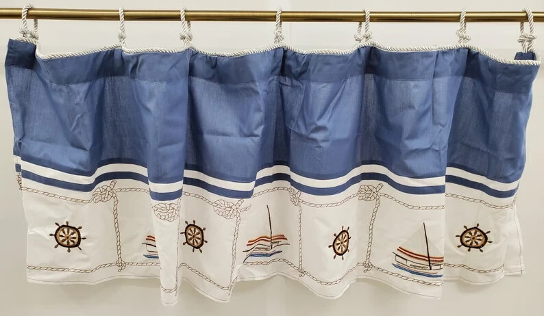 VINTAGE Hyannis Nautical Rope Tab-top Valance 56Wx18L