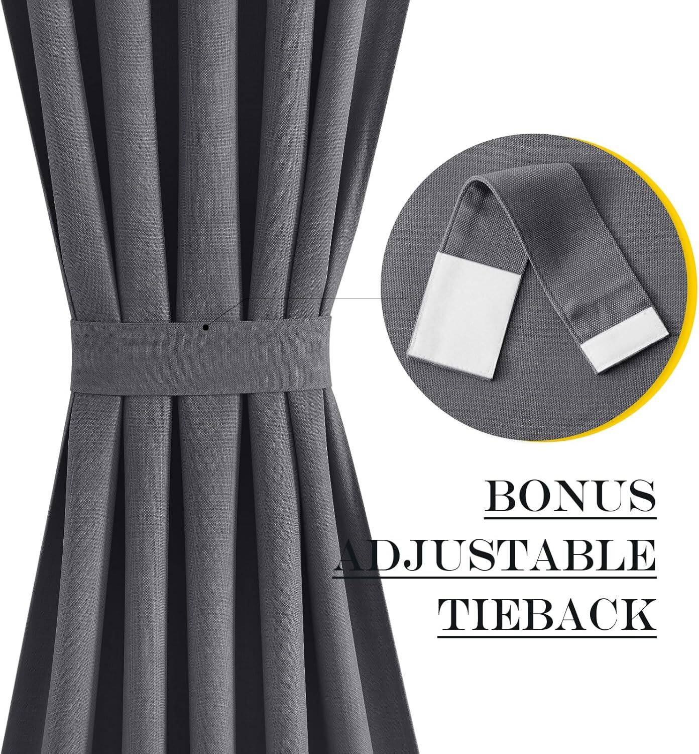 French Door Curtains for Kitchen Window, 25″W x 72″L (Pack of 1) Charcoal Gray