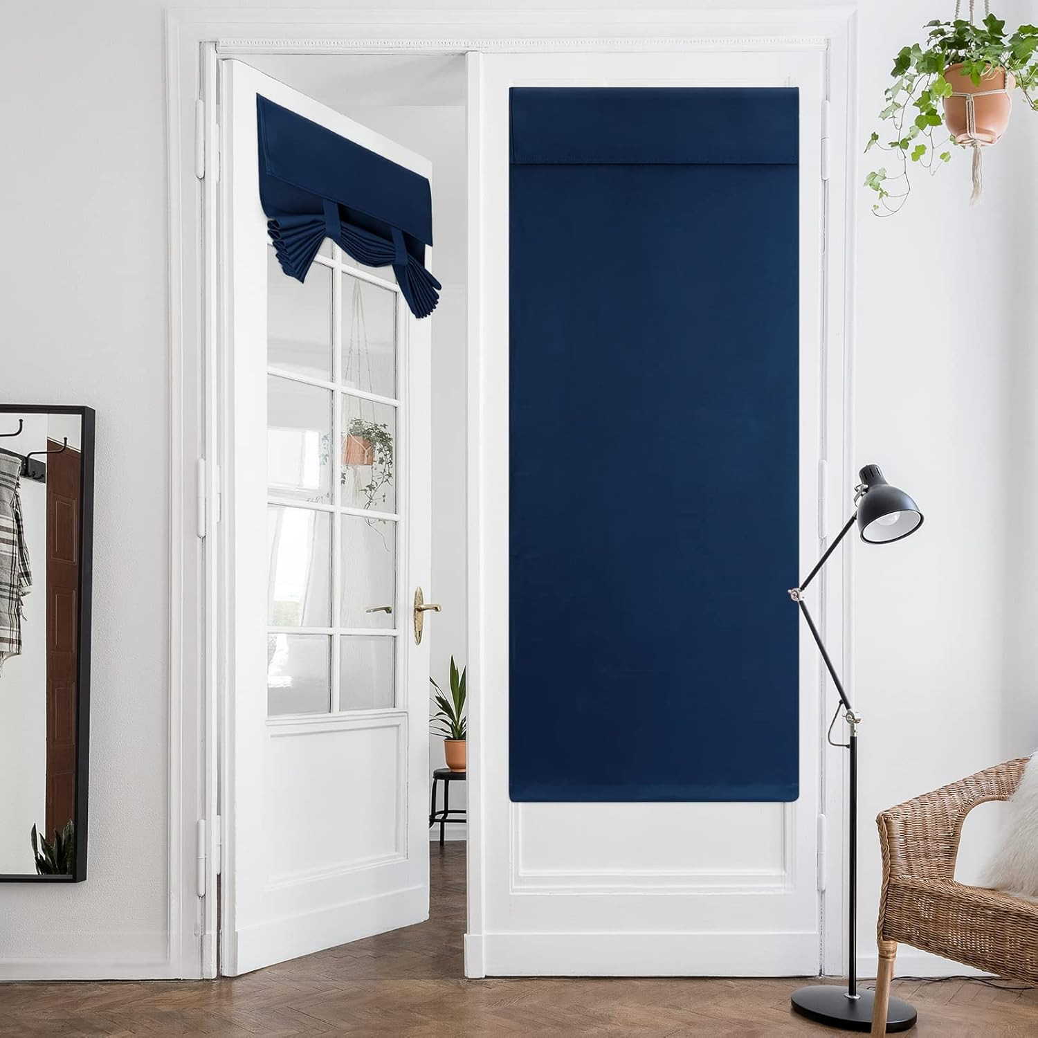 Navy French Door Curtains Blue Privacy Blackout Door Curtains, 26 X 68 Inch Room