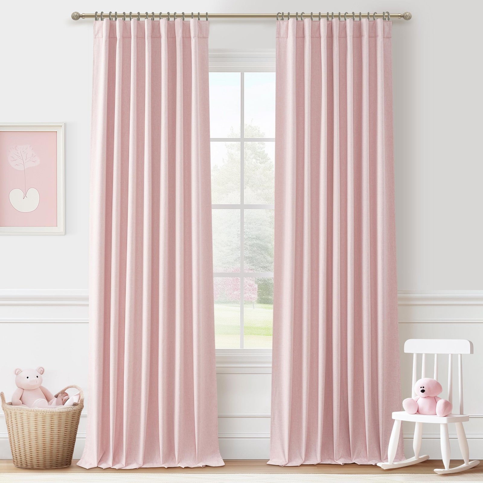 Extra Long Light Baby Pink Blackout Drapes 120 Inches Long 2 Panels for Slidi…