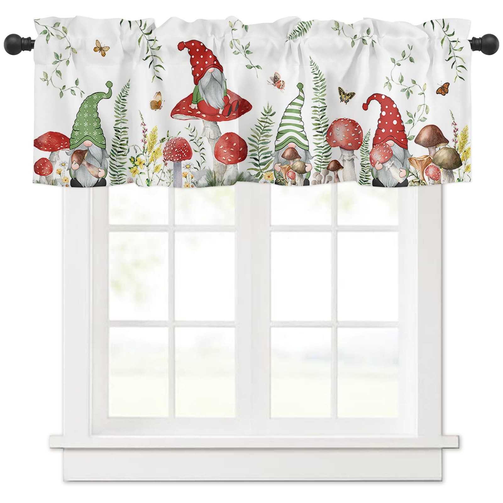 Gnomes Curtains for Bedroom Living Room Butterfly Spring Plant Roman Shades f…