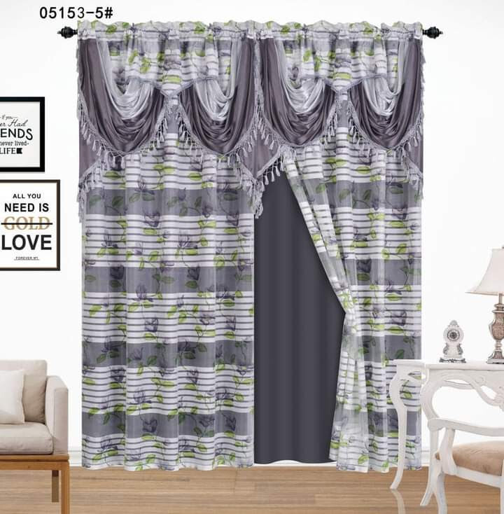 Bollft 2 Panel Blackout Window Curtain with Valance & Backing (Multicolor Gray)