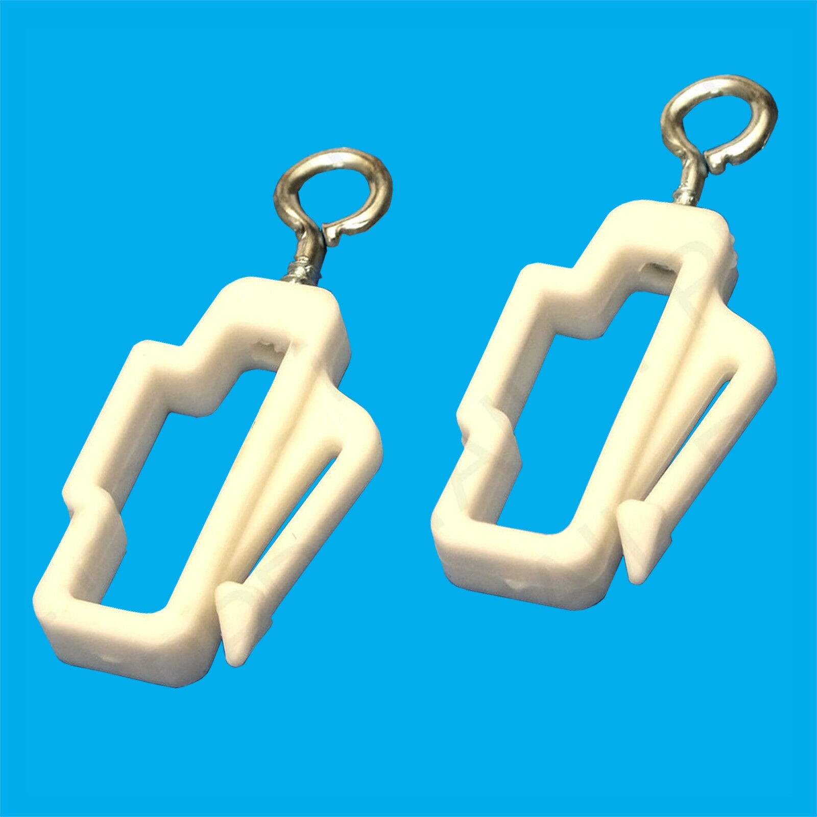 4x Plastic White Curtain Line End Rail Hooks, Track Stoppers, Glide Stop
