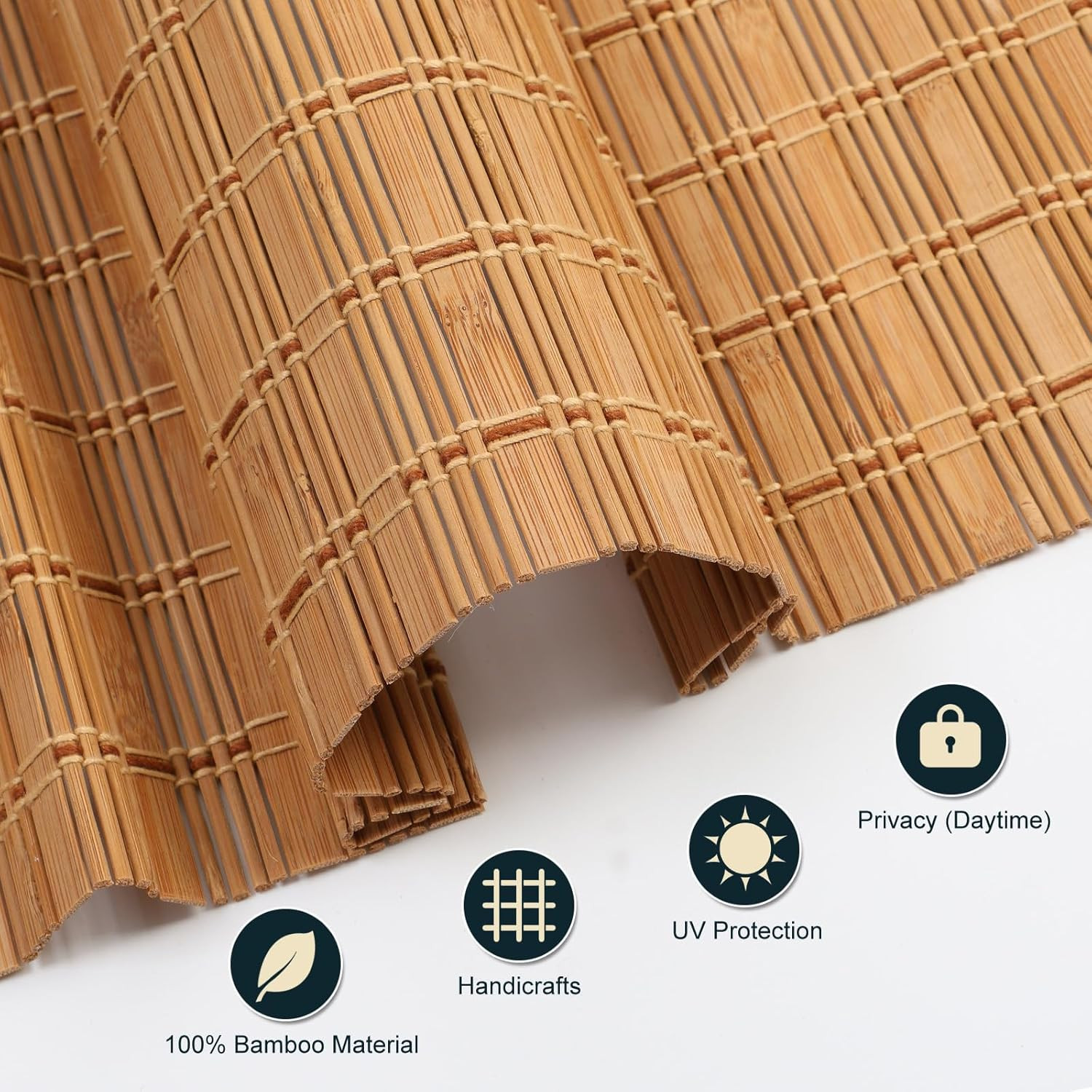 Cordless Bamboo Roman Shades, Light Filtering Tiger Wood, 34″ W X 64″ H