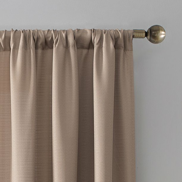 Mainstays 38×63 Taupe Printed Texture Panel Pocket Rod Curtain (set of 2)
