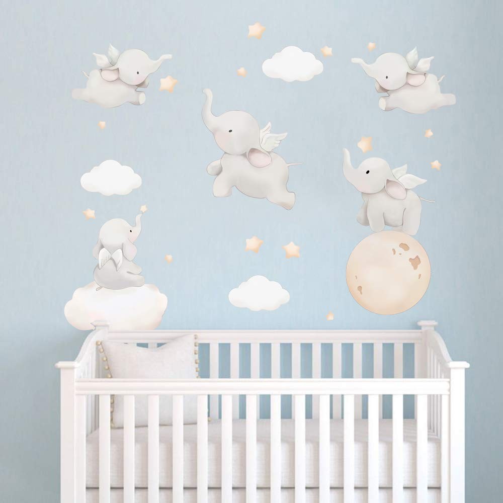 Runtoo Elephant Wall Decal Kids Animals Art Stickers Baby Nursery…