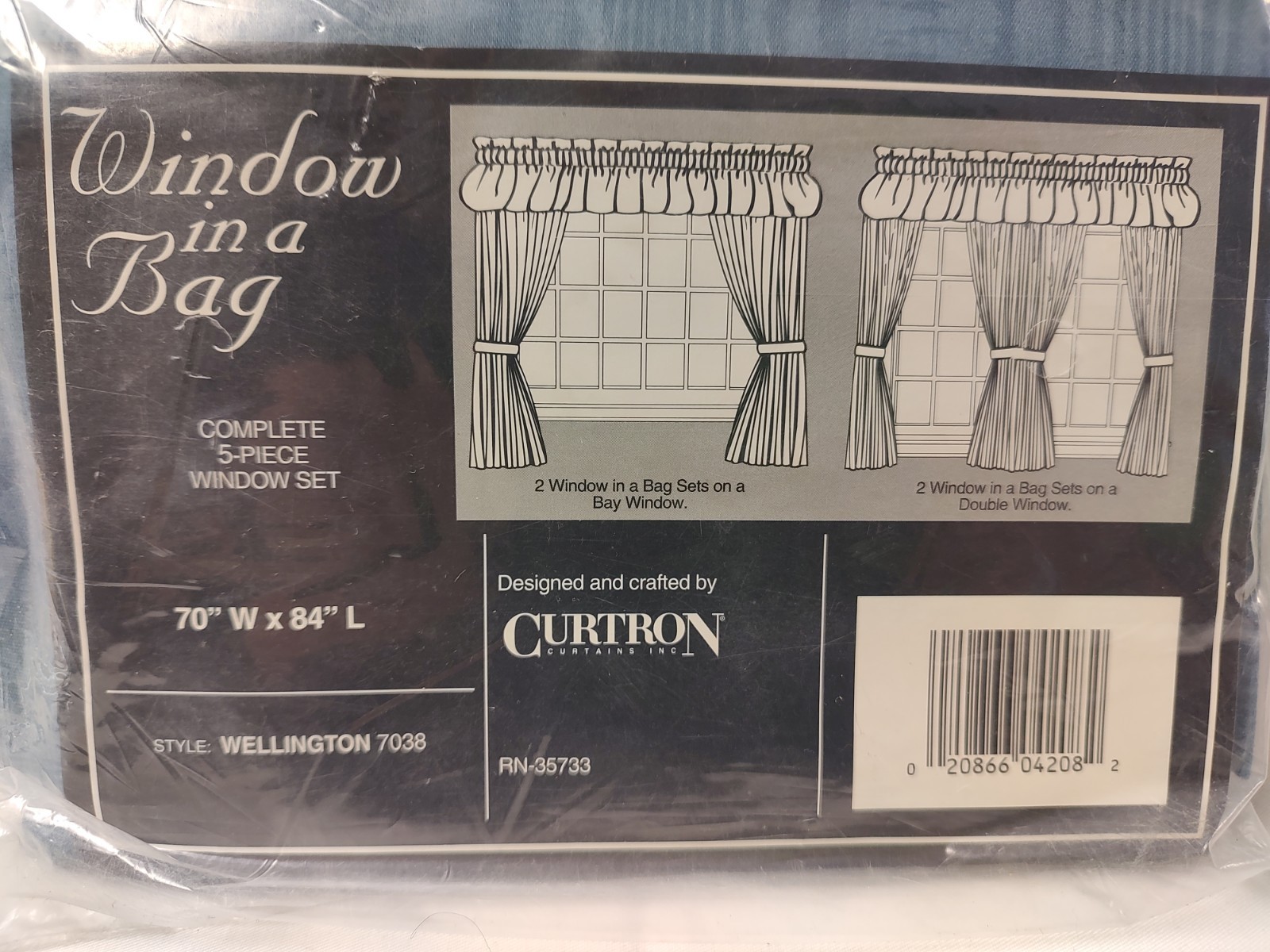 Window In A Bag 5 Piece Set Blue 70″W X 84″ Long wellington 7038 Curtron