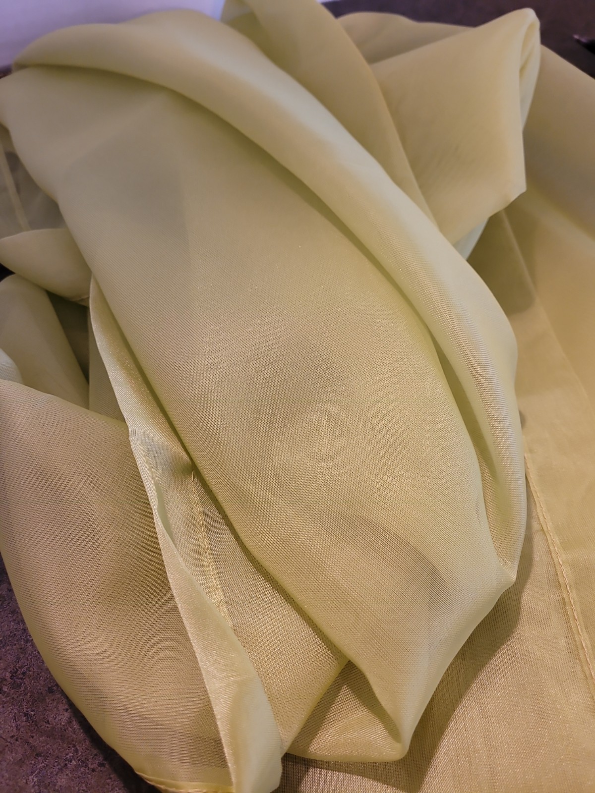 Green Chartreuse Sheer Curtains 2 Panels Rod Top 80in long Retro Vintage