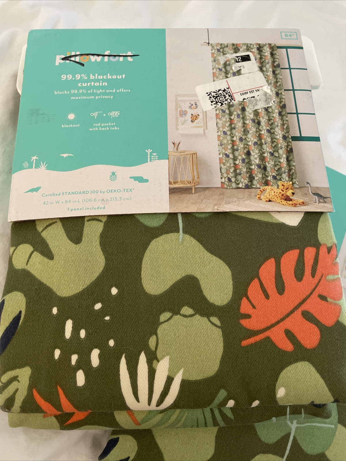 1 New Pillowfort Target DINOSAUR Camo Curtain Blackout Dino Print 42 x 84 Boys