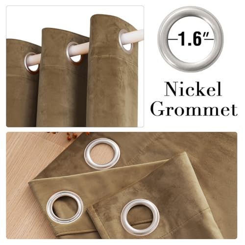 Velvet Curtains for Living Room 84 Inch Length 2 52″W x 84″L (Pack of 2) Camel