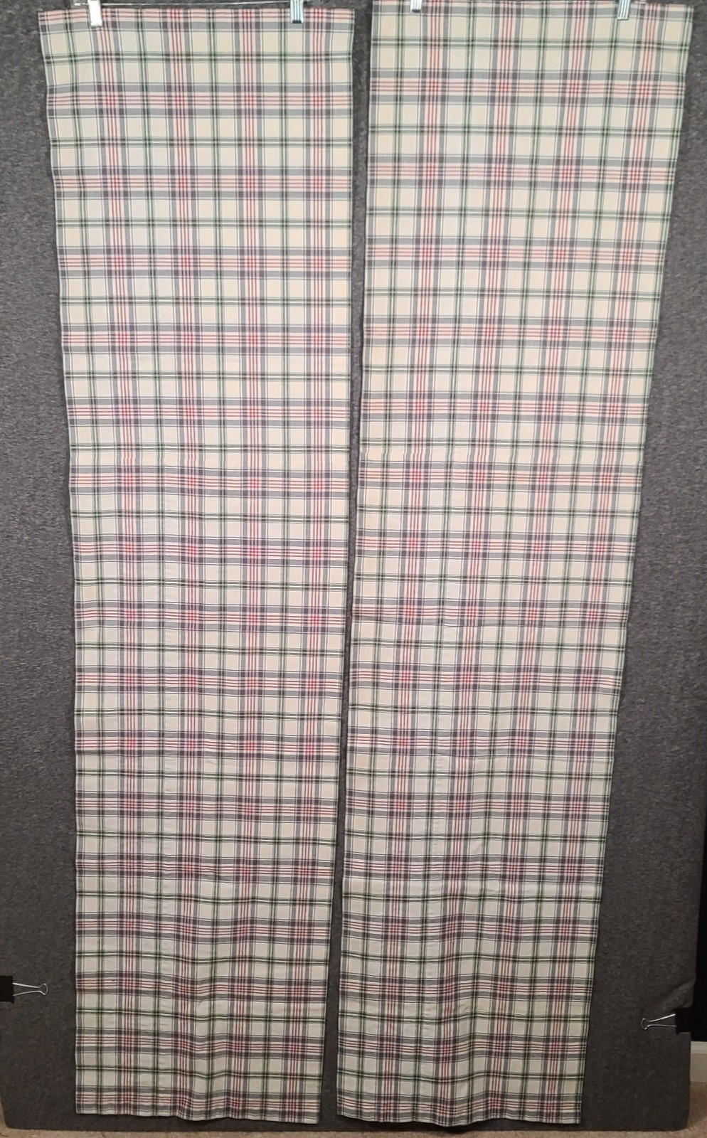 Longaberger Set of 2 Window Valances Market Plaid 72 X 17 Red Blue White Green